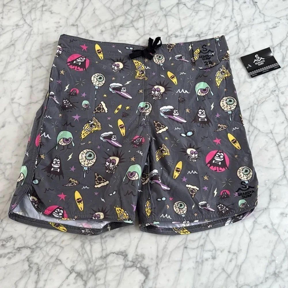NWT Seaesta Colorful Aquabats Swim Shorts Sz 28 Youth